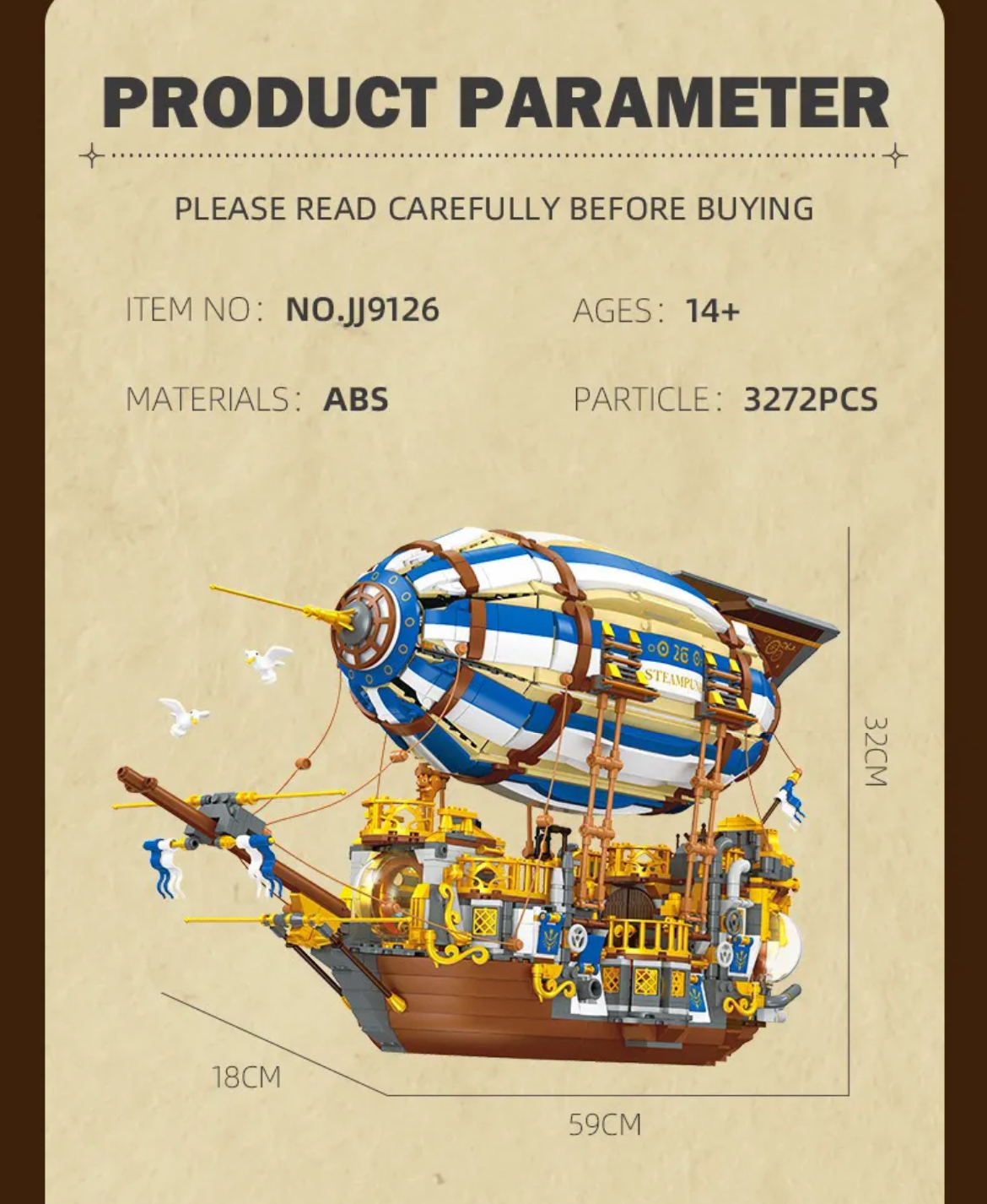 JIE STAR JJ9126 Steampunk Airship - YWOBB