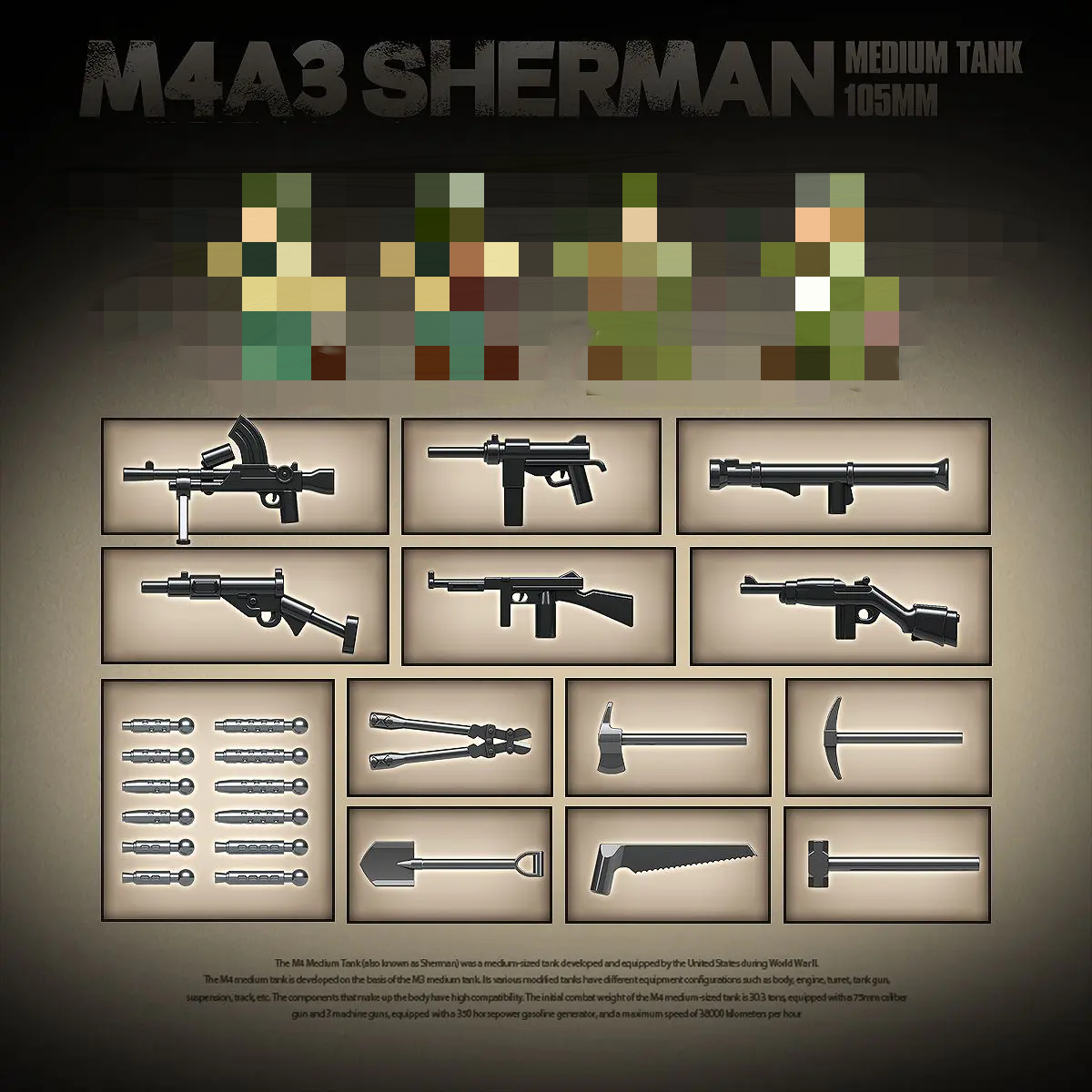 Quan Guan 100277 M4A3 Sherman Medium Tank 105MM - YWOBB