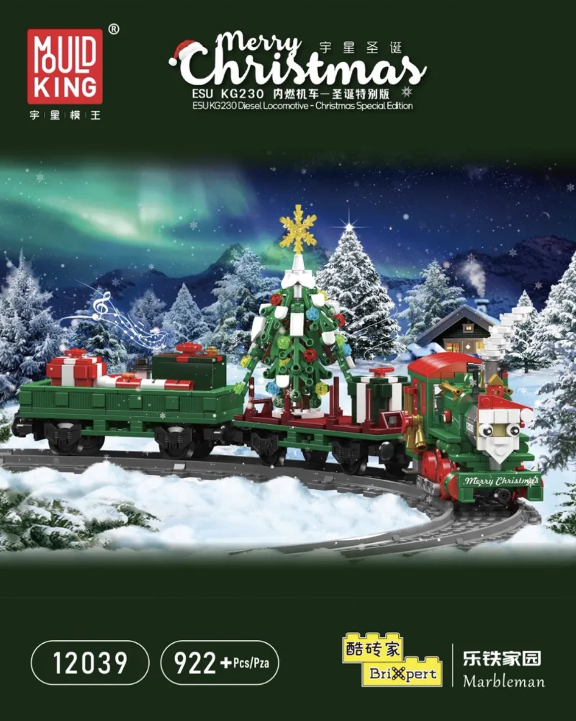 Mould King 12039 Christmas special edition train ESU KG230 diesel locomotive - YWOBB