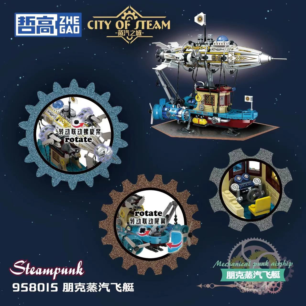 ZHEGAO 958015 Steam City Punk Mechanical Airship - YWOBB