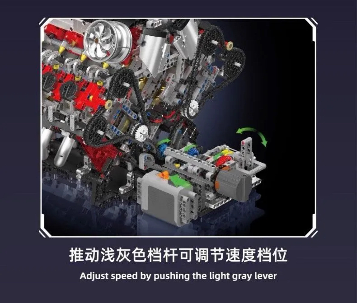 Mould King 10130 F488 Supercar V8 Engine - YWOBB