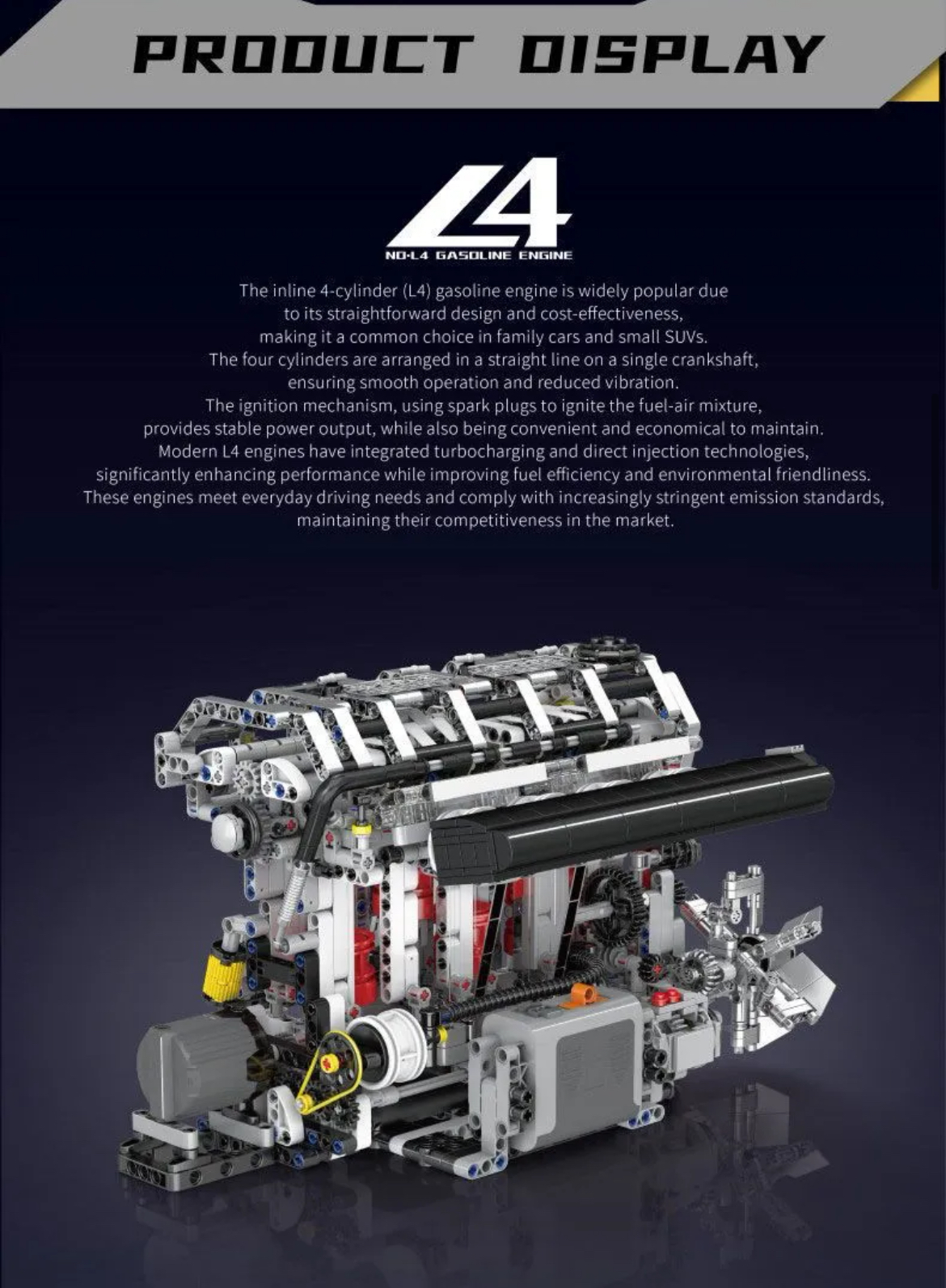 Mould King 10087S Inline 4-cylinder gasoline engine  electric motor drive - YWOBB