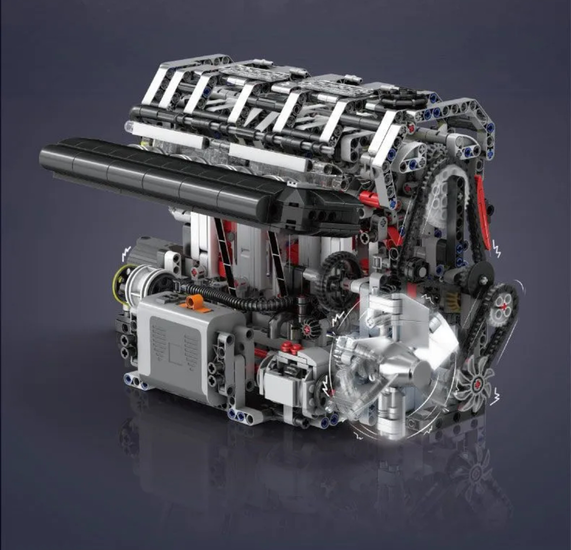 Mould King 10087S Inline 4-cylinder gasoline engine  electric motor drive - YWOBB