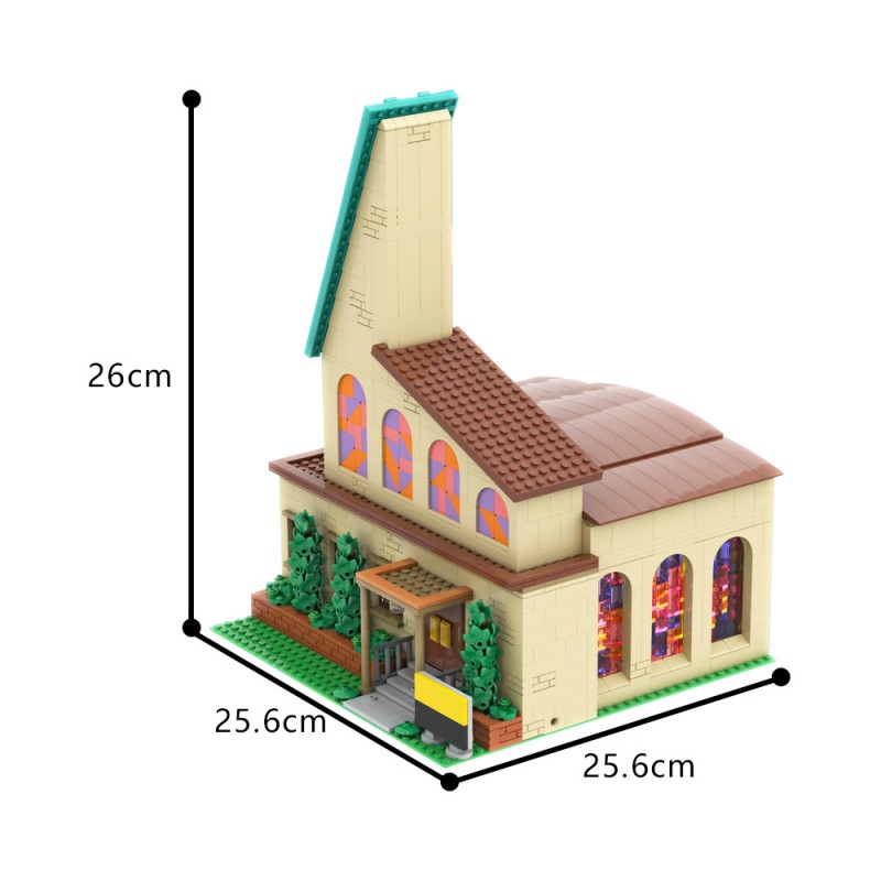 GOBRICKS MOC 148028 Modular Springfield Church - YWOBB