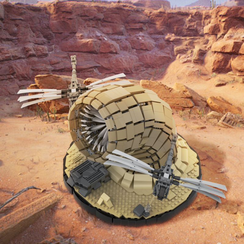 GOBRICKS MOC A1471Y01 Sand Dune Worm and Flawing Aircraft - Small Sand Dune - YWOBB