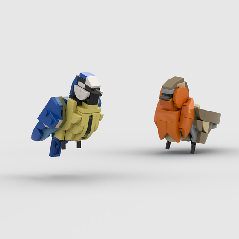 GOBRICKS MOC 132640 Birds 3 - Eurasian Blue Tit and Redbreast - YWOBB