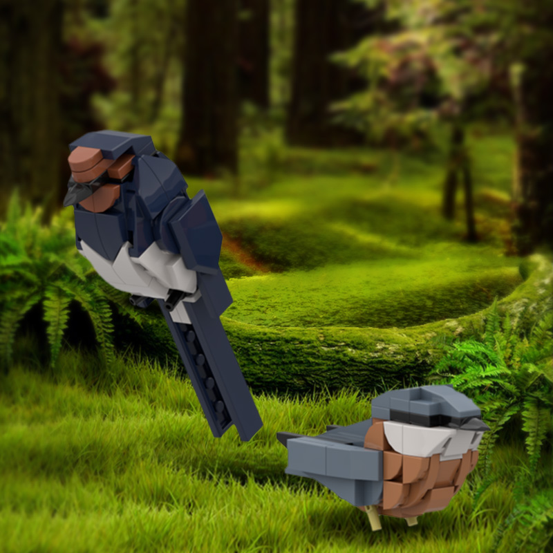 GOBRICKS MOC 133577 Birds 5 - Barn Swallow and Eurasian Nuthatch - YWOBB