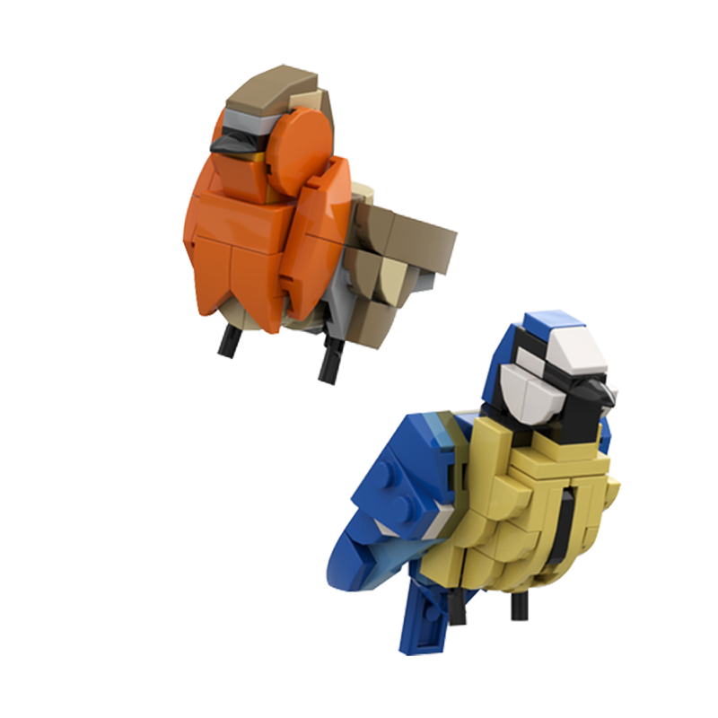 GOBRICKS MOC 132640 Birds 3 - Eurasian Blue Tit and Redbreast - YWOBB