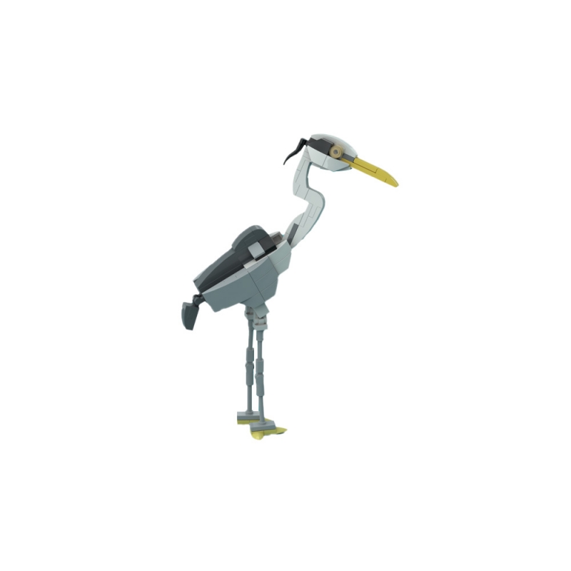 GOBRICKS MOC 190229 Gray heron Ardea cinerea Posable and elegant - YWOBB