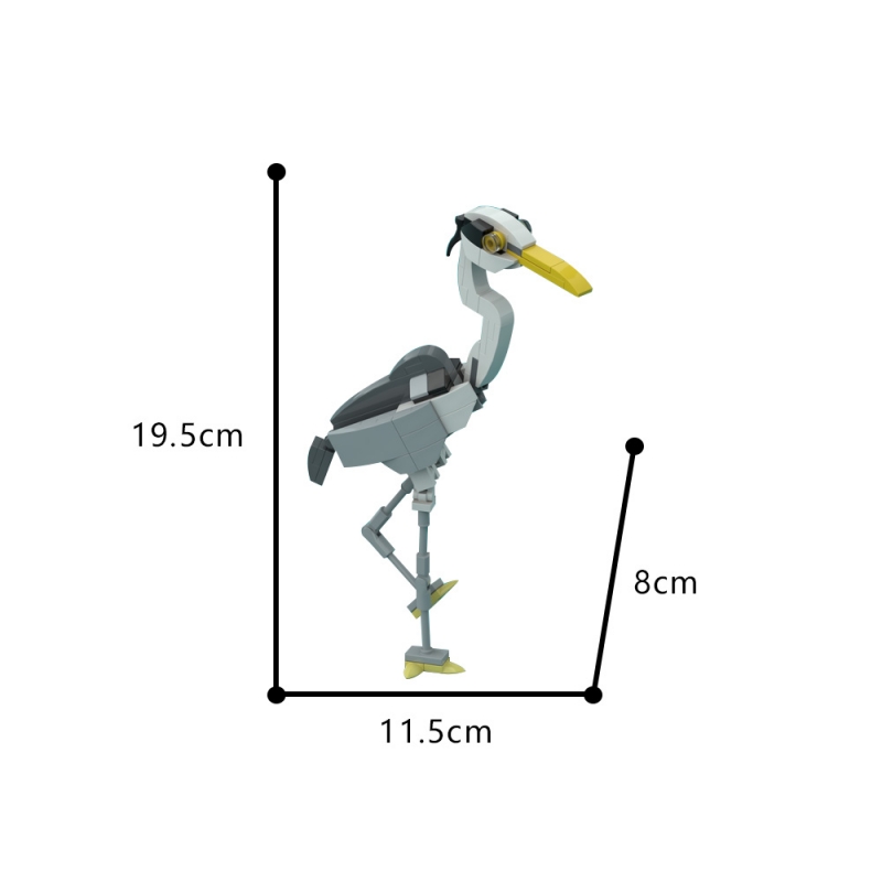 GOBRICKS MOC 190229 Gray heron Ardea cinerea Posable and elegant - YWOBB