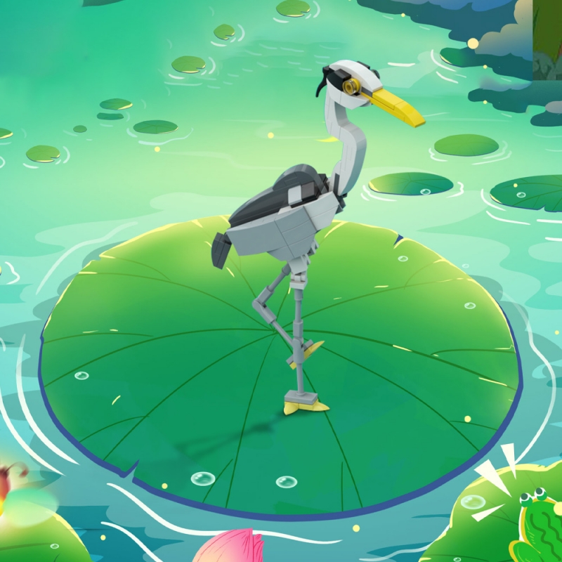 GOBRICKS MOC 190229 Gray heron Ardea cinerea Posable and elegant - YWOBB