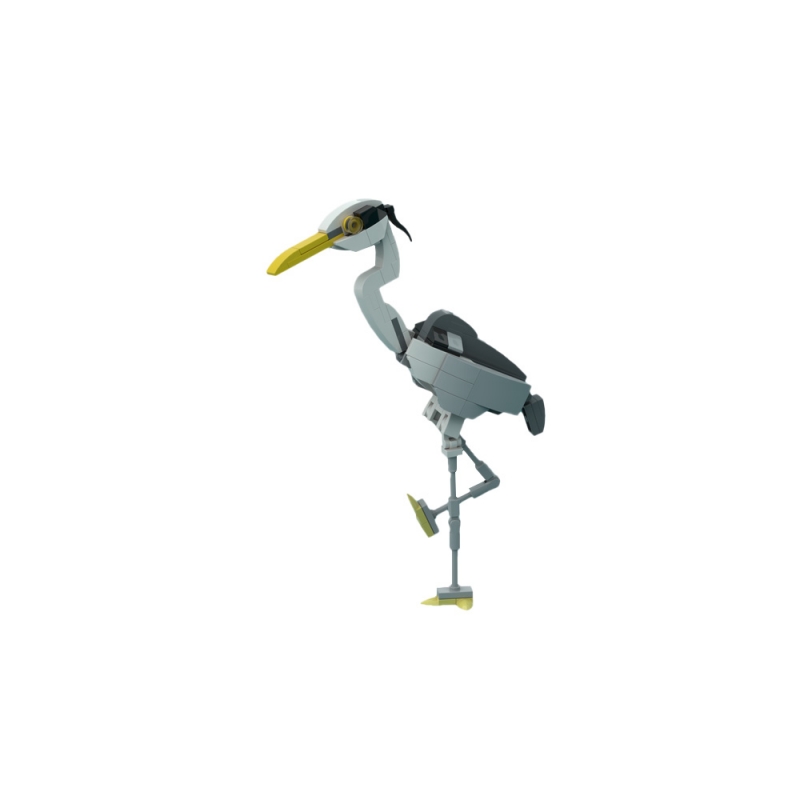 GOBRICKS MOC 190229 Gray heron Ardea cinerea Posable and elegant - YWOBB