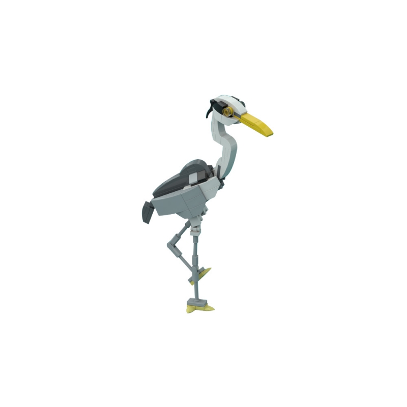 GOBRICKS MOC 190229 Gray heron Ardea cinerea Posable and elegant - YWOBB