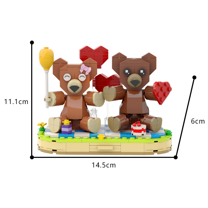 GOBRICKS MOC A0684 Couple Bears - YWOBB