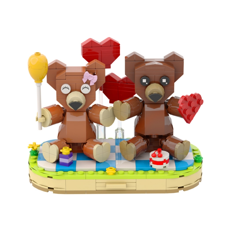 GOBRICKS MOC A0684 Couple Bears - YWOBB