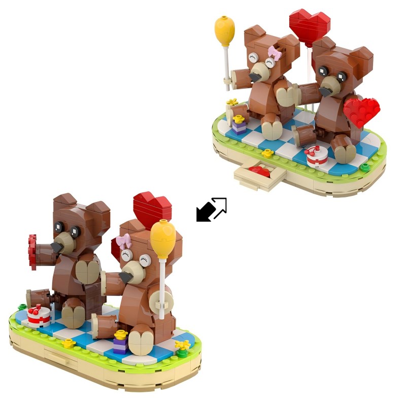 GOBRICKS MOC A0684 Couple Bears - YWOBB