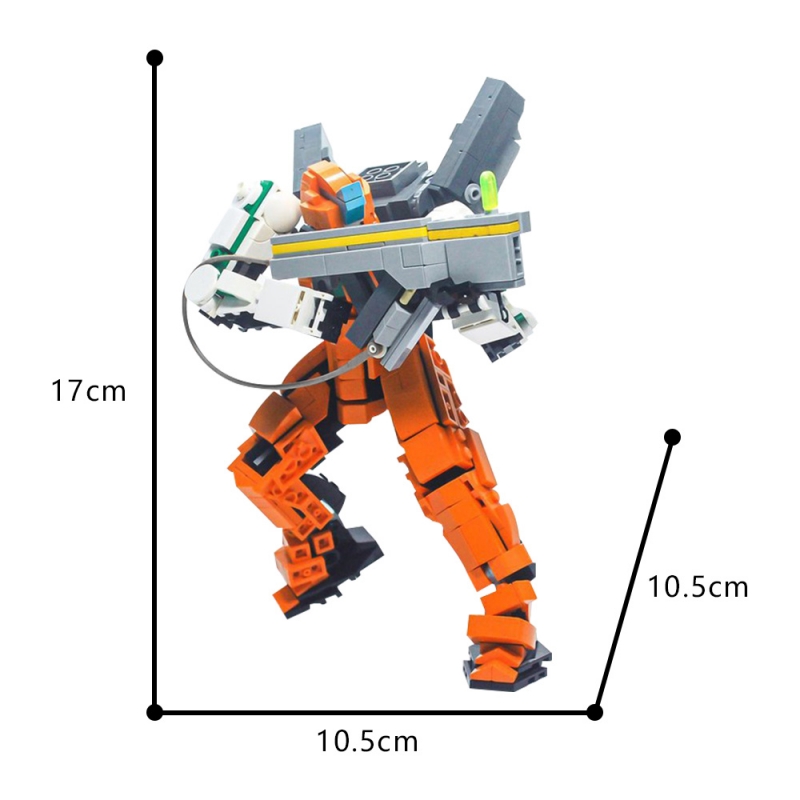 GOBRICKS MOC 185820 Orange Sentinel Mech - YWOBB