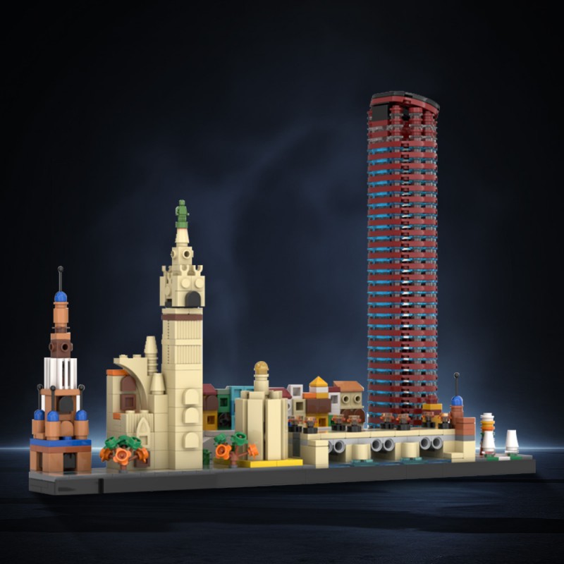 GOBRICKS MOC 192743 Seville Skyline Architecture Series - YWOBB