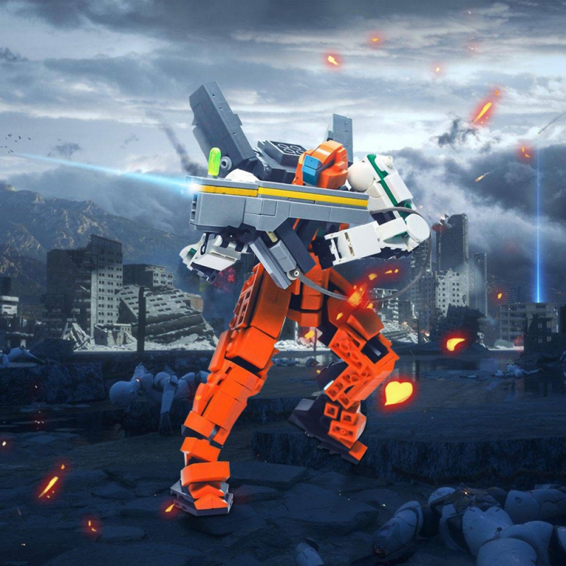 GOBRICKS MOC 185820 Orange Sentinel Mech - YWOBB