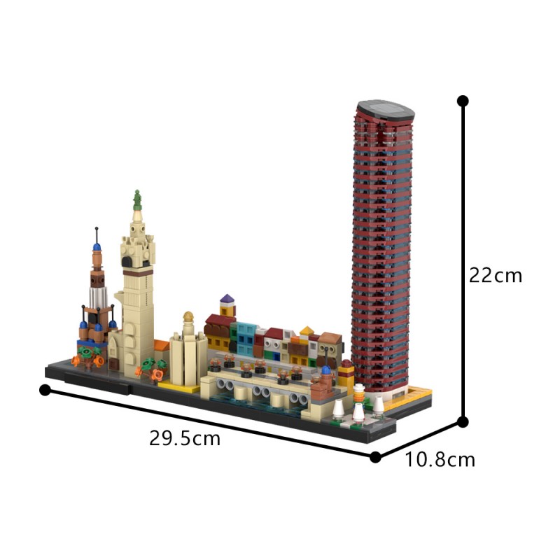 GOBRICKS MOC 192743 Seville Skyline Architecture Series - YWOBB
