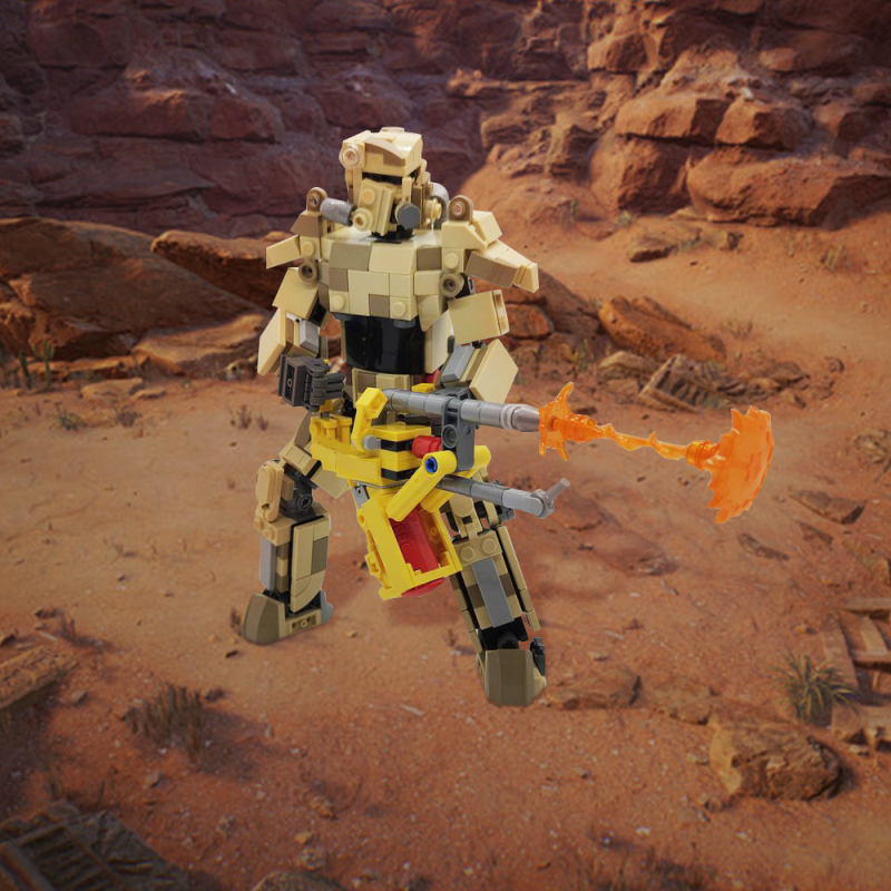 GOBRICKS MOC 183742 Fallout: Desert Camo T-45 Power Armor - YWOBB