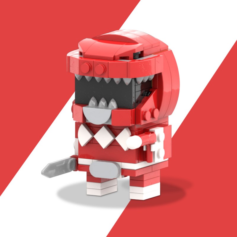 GOBRICKS MOC 195135 Red Mighty Morphin Power Ranger Brickheadz - YWOBB