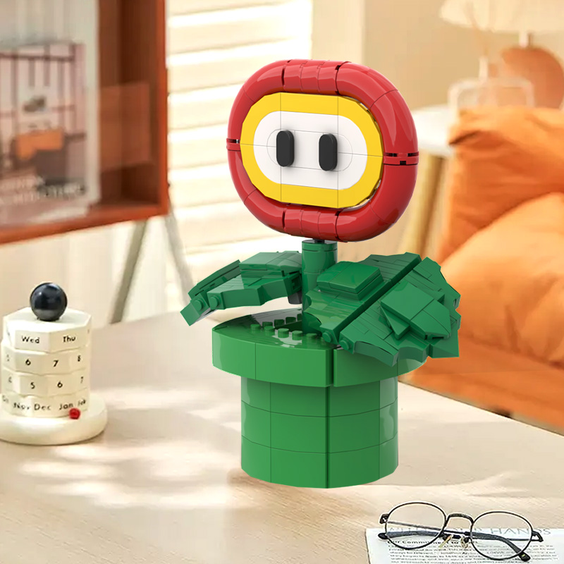 GOBRICKS MOC A1481 Fire Flower - Flower Pot - YWOBB