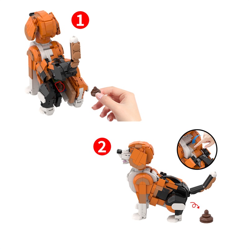 GOBRICKS MOC A1636 Dog pooping - YWOBB