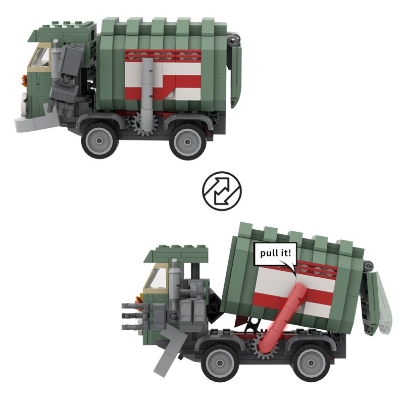 GOBRICKS MOC A1637 Trash Truck - YWOBB