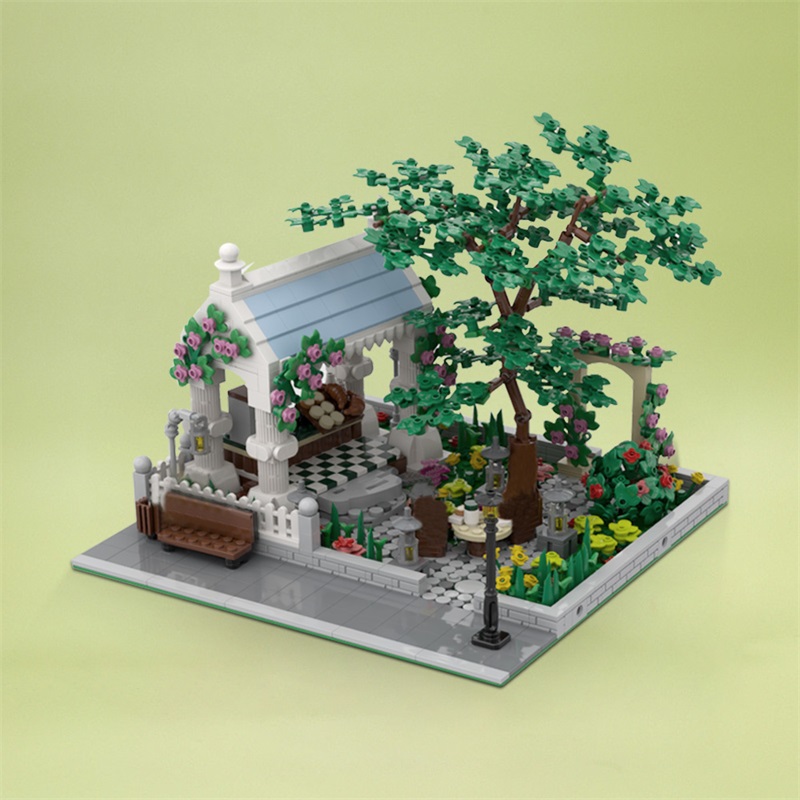 GOBRICKS MOC 187755 Modular Garden with Coffee Shop - YWOBB