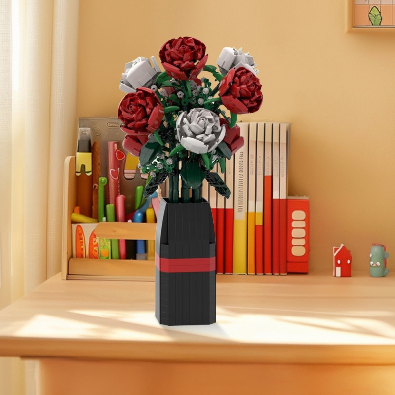 GOBRICKS MOC 107699 Red & White Roses - YWOBB