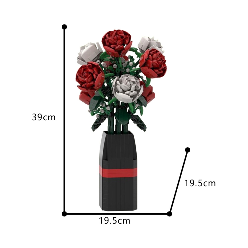GOBRICKS MOC 107699 Red & White Roses - YWOBB