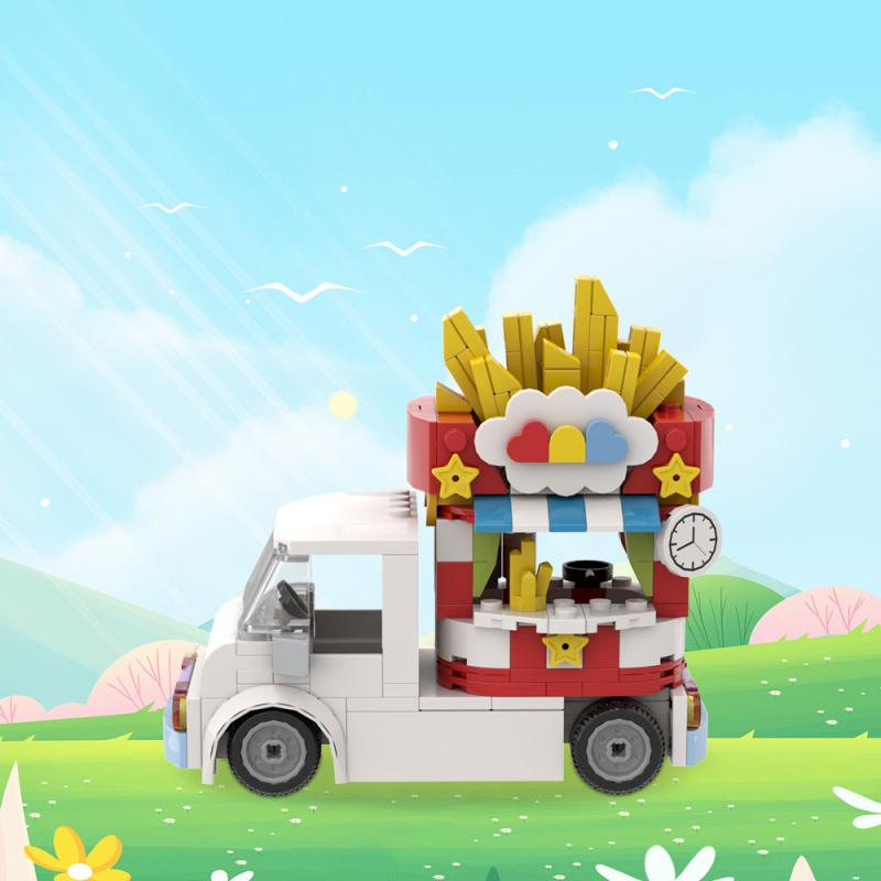 GOBRICKS MOC A1585 French Fries Truck - YWOBB