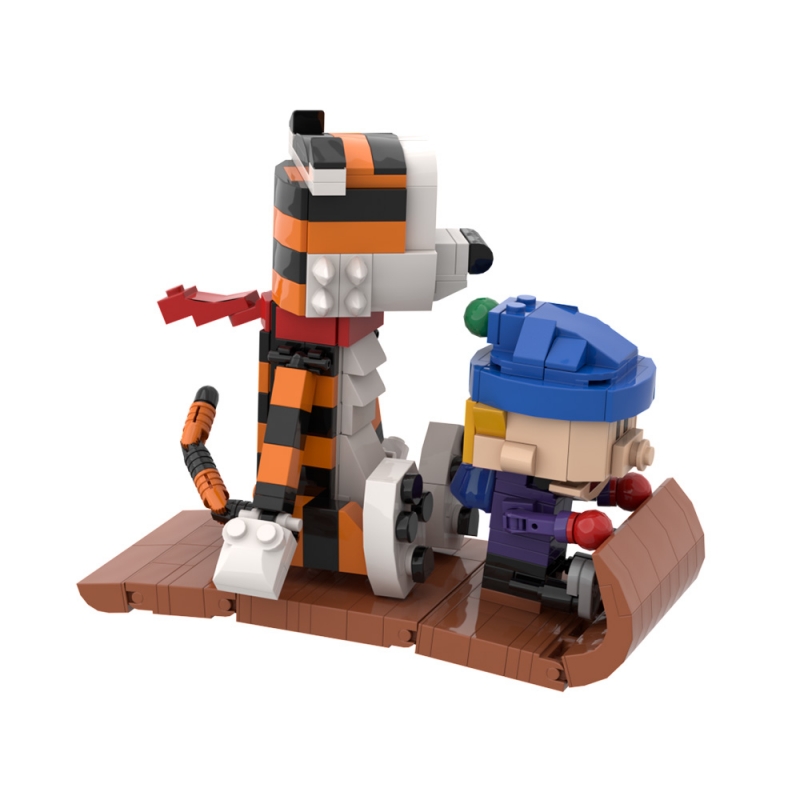 GOBRICKS MOC A1610 Calvin and Hobbes Sled Version - Tigger - YWOBB