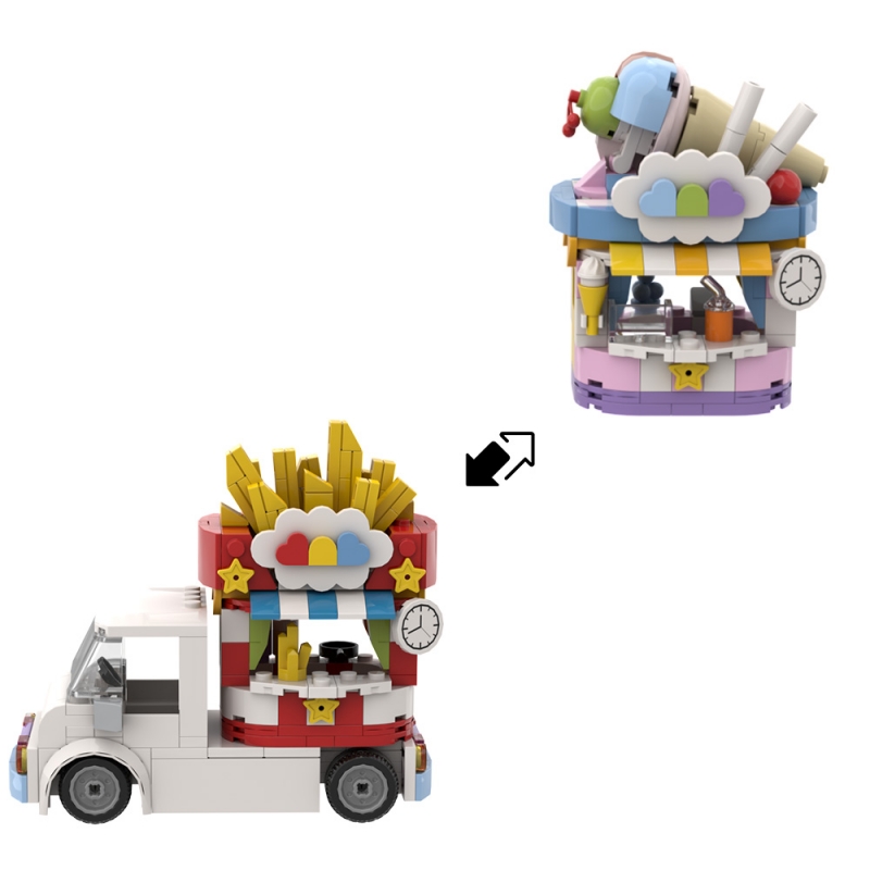 GOBRICKS MOC A1585 French Fries Truck - YWOBB