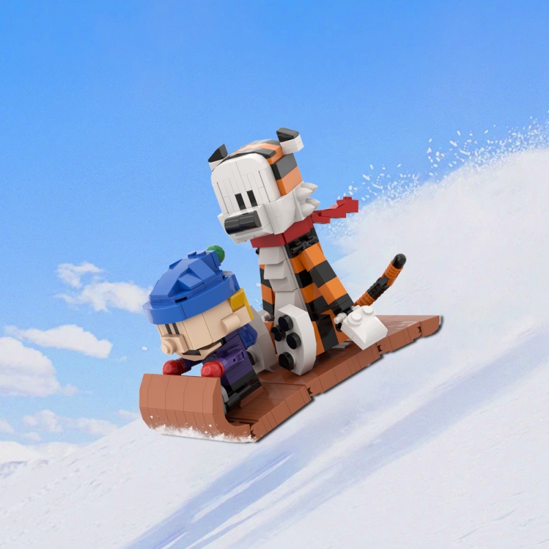 GOBRICKS MOC A1610 Calvin and Hobbes Sled Version - Tigger - YWOBB