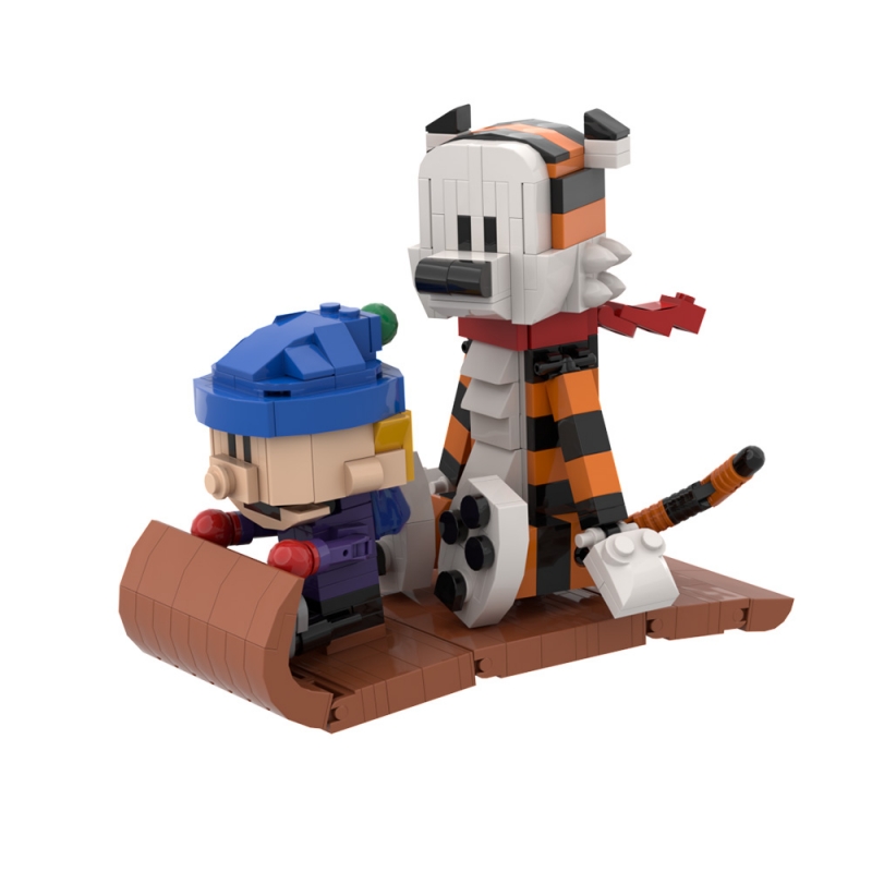 GOBRICKS MOC A1610 Calvin and Hobbes Sled Version - Tigger - YWOBB