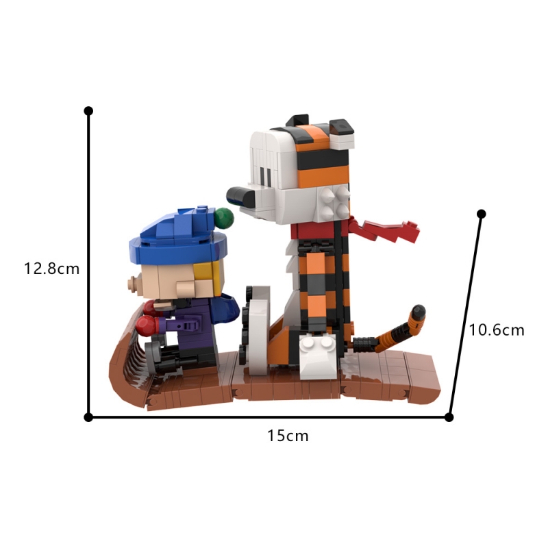 GOBRICKS MOC A1610 Calvin and Hobbes Sled Version - Tigger - YWOBB