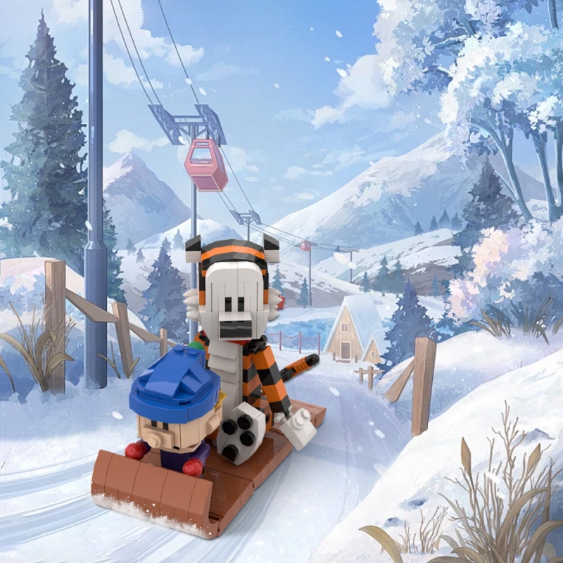 GOBRICKS MOC A1610 Calvin and Hobbes Sled Version - Tigger - YWOBB