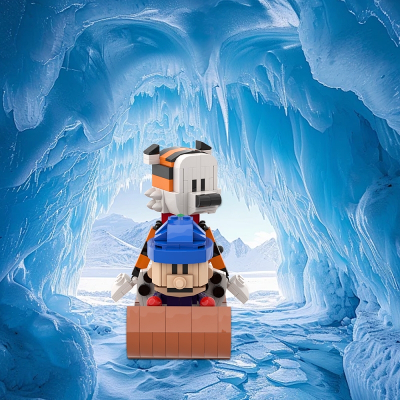 GOBRICKS MOC A1610 Calvin and Hobbes Sled Version - Tigger - YWOBB