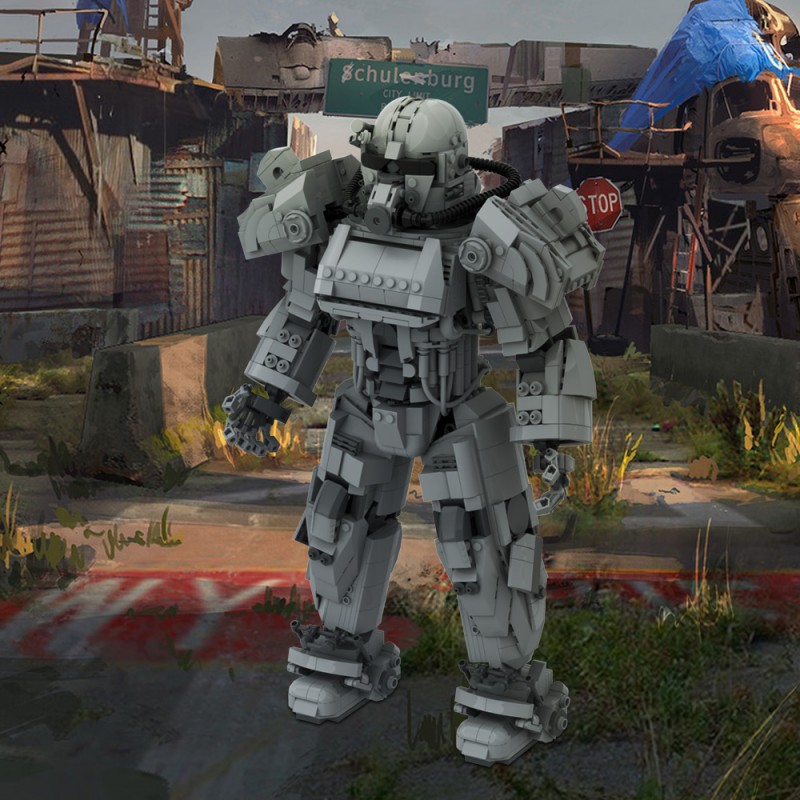 GOBRICKS MOC A1699 T-60 powered combat infantry armor - YWOBB