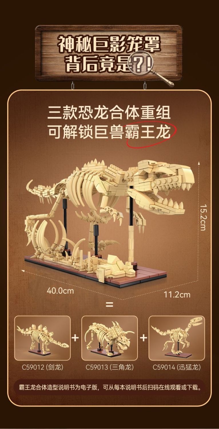 CADA C59013 Skeleton dinosaur model - Triceratops - YWOBB