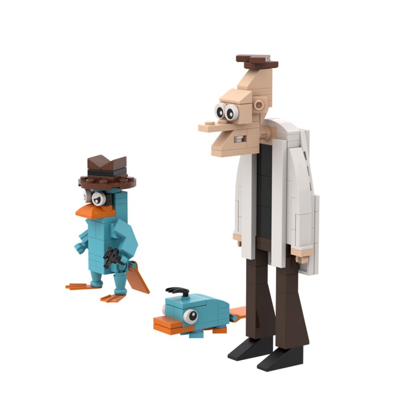 GOBRICKS MOC A1774 Phineas and Ferb - Perry the Platypus,Dr. Heinz Doofenshmirtz - YWOBB