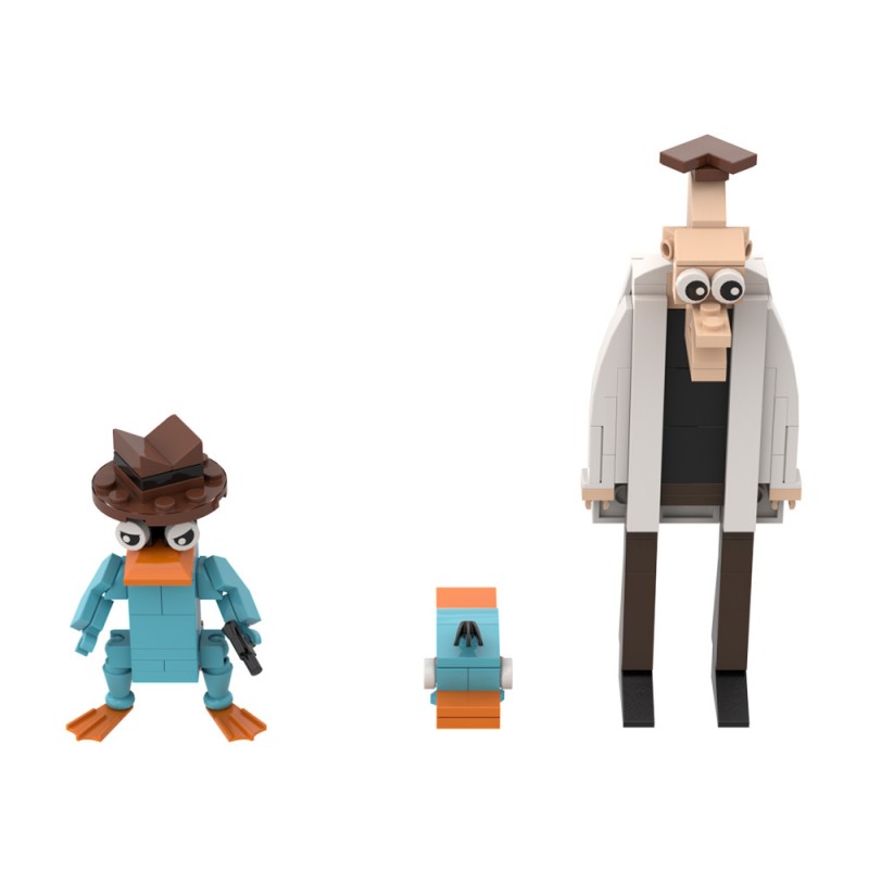 GOBRICKS MOC A1774 Phineas and Ferb - Perry the Platypus,Dr. Heinz Doofenshmirtz - YWOBB
