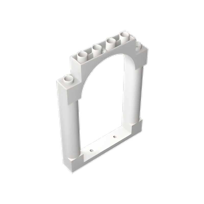GOBRICKS GDS-90449 Door Frame 1 x 6 x 7 Arched with Notches and Rounded Pillars - YWOBB