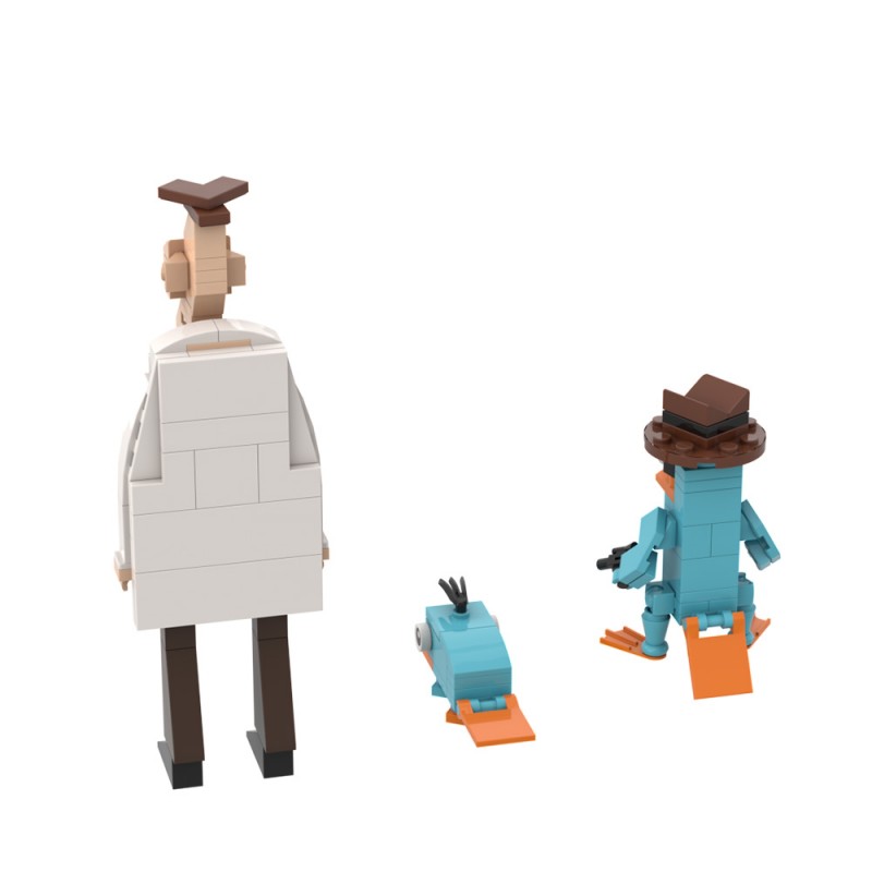 GOBRICKS MOC A1774 Phineas and Ferb - Perry the Platypus,Dr. Heinz Doofenshmirtz - YWOBB