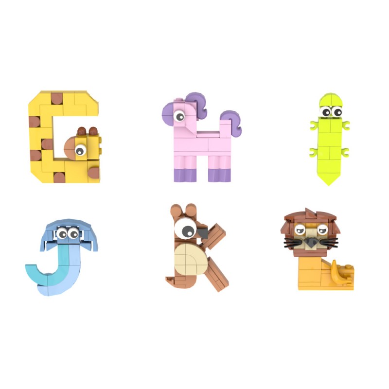 GOBRICKS MOC A0632 Series of letters - animal letters - YWOBB