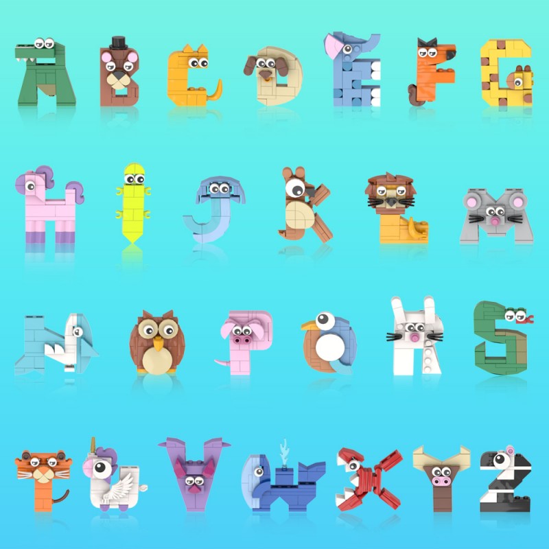 GOBRICKS MOC A0632 Series of letters - animal letters - YWOBB