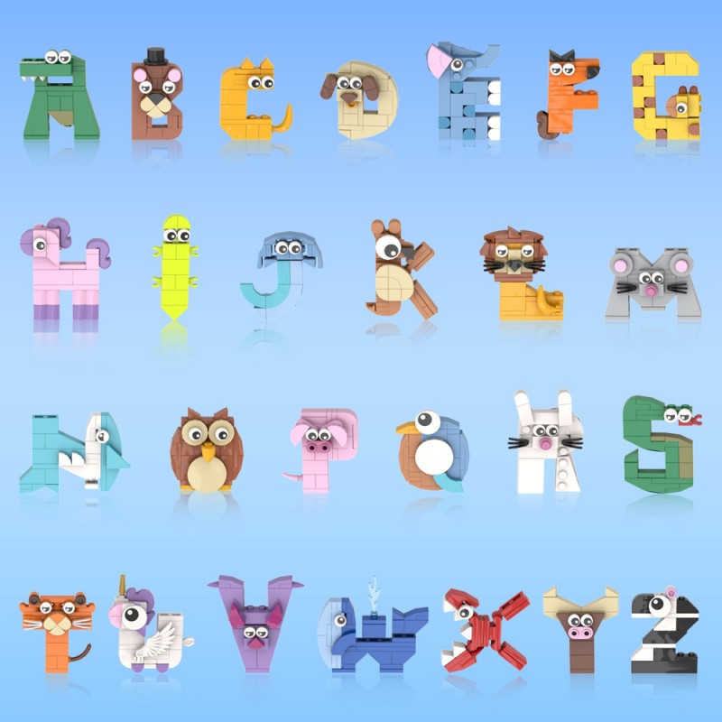 GOBRICKS MOC A0632 Series of letters - animal letters - YWOBB