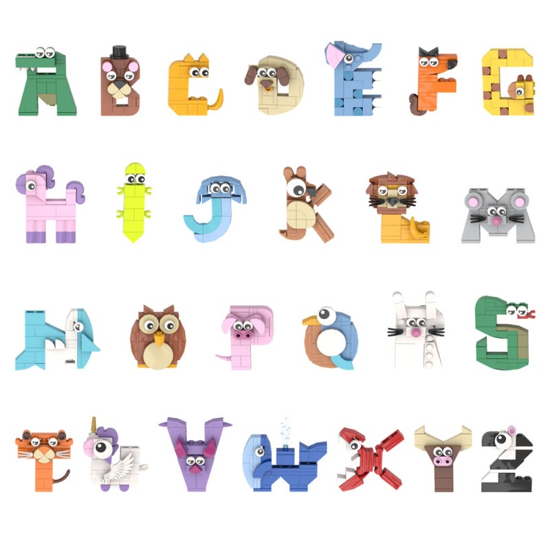 GOBRICKS MOC A0632 Series of letters - animal letters - YWOBB